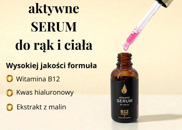 serum do twarzy, rąk i ciała z witaminą B12 dermonatura z kwasem hiluronowym i ekstraktem z malin serum do twarzy, rąk i ciała z witaminą B12 dermonatura z kwasem hiluronowym i ekstraktem z malin